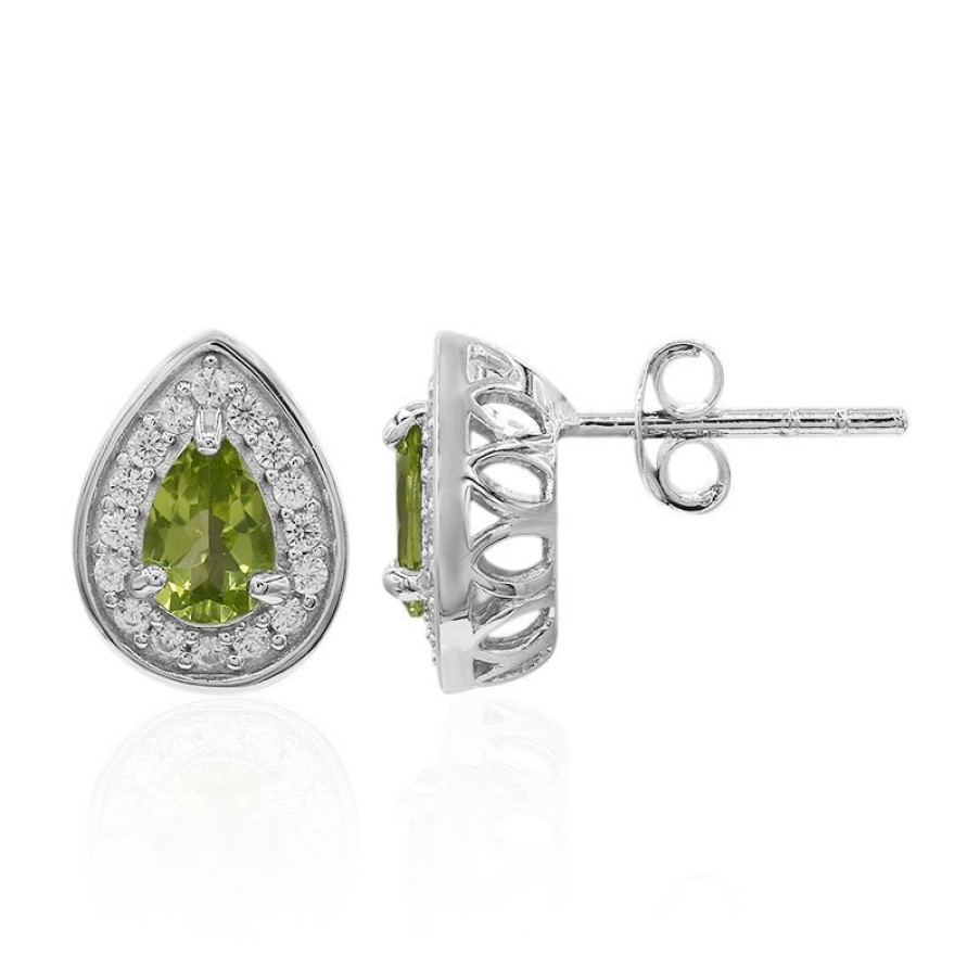 Schmuck Juwelo | Burmesischer Peridot-Silberohrringe