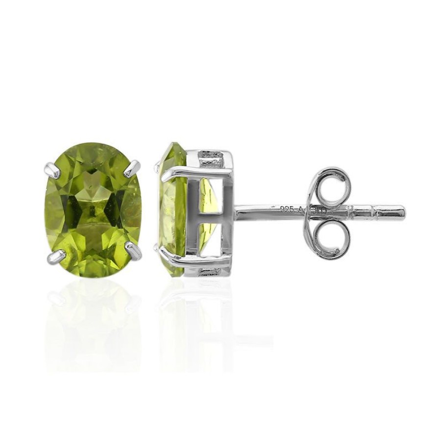 Schmuck Juwelo | Burmesischer Peridot-Silberohrringe