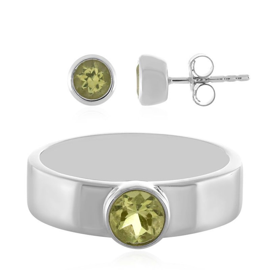 Schmuck Juwelo Classics | Ouro Verde-Quarz-Silberset