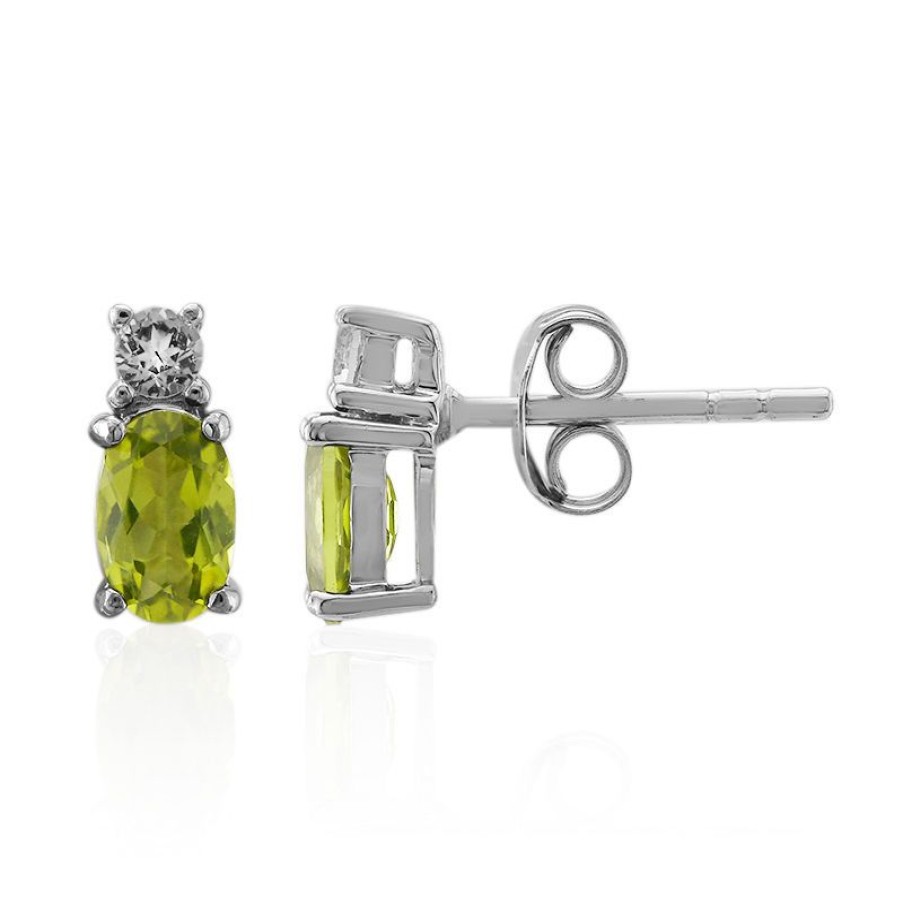 Schmuck Juwelo | Burmesischer Peridot-Silberohrringe