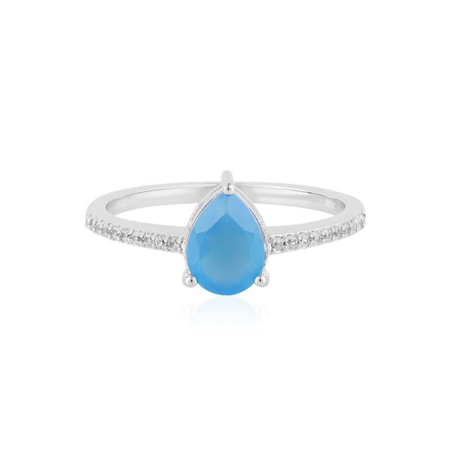 Schmuck Juwelo | Blauer Chalzedon-Silberring