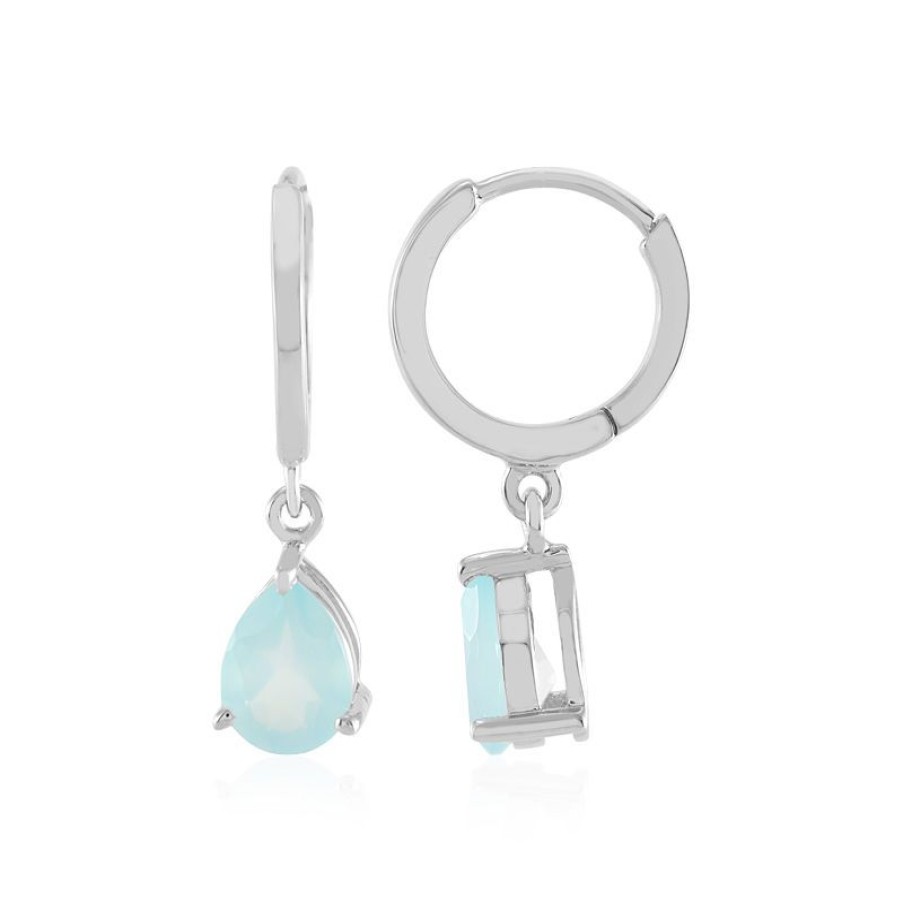 Schmuck Juwelo | Aqua-Chalzedon-Silberohrringe