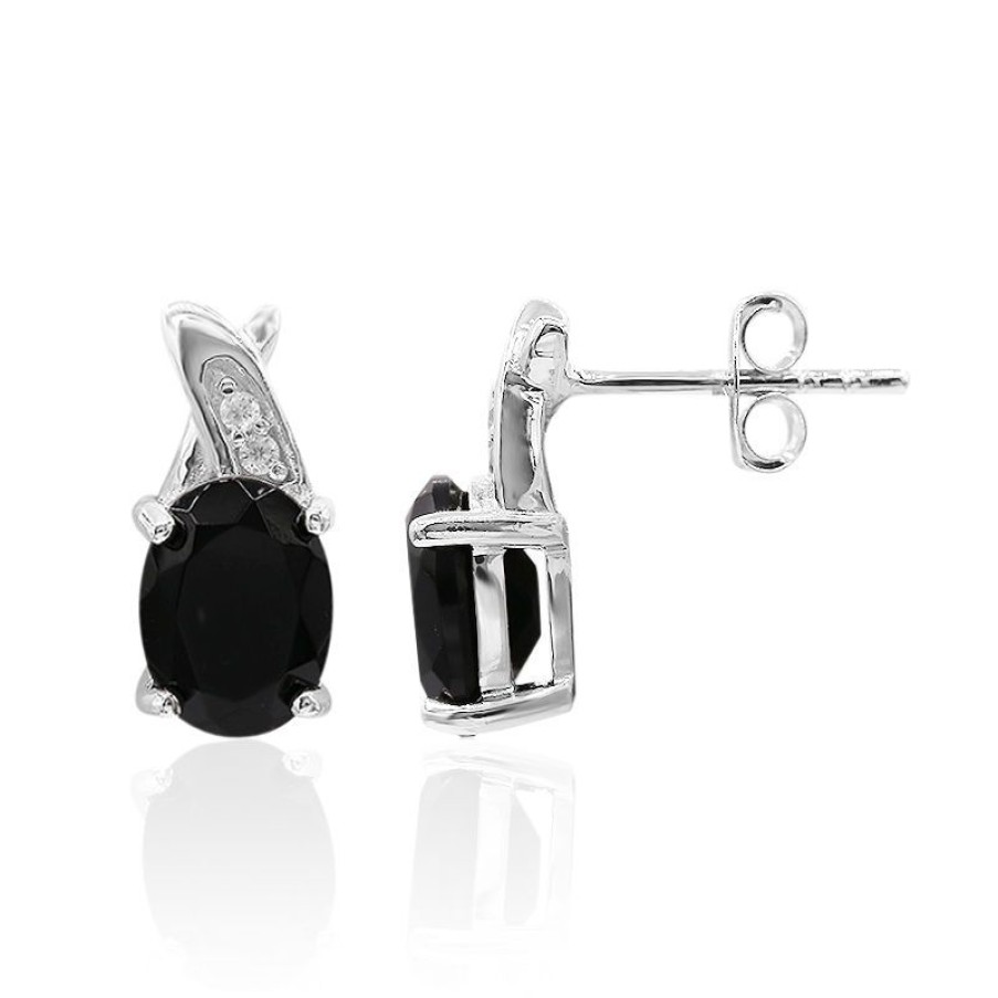 Schmuck Juwelo | Schwarzer Onyx-Silberohrringe