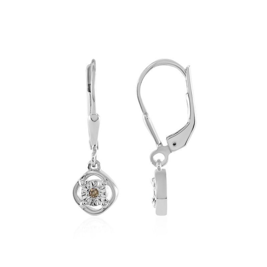 Schmuck Juwelo | I3 Champagner-Diamant-Silberohrringe