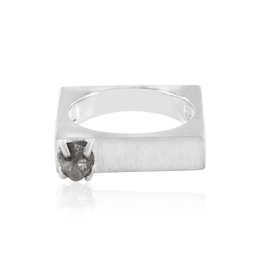 Schmuck Monosono Collection | Silberfarbener Diamant-Silberring