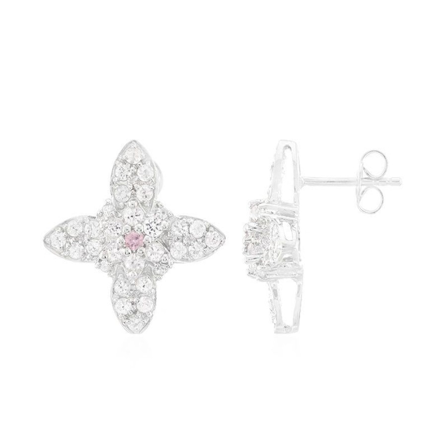 Schmuck Juwelo | Pinkfarbener Ceylon-Saphir-Silberohrringe